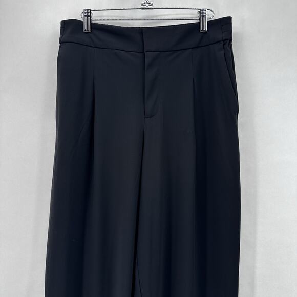 Athleta Pinnacle High Rise Trouser Womens 10 Black Wide Leg Knit Athleisure City - Picture 6 of 12